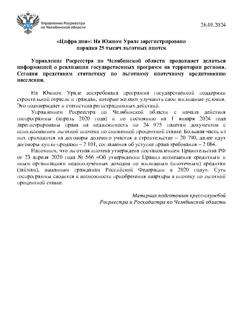 Цифра дня»: На Южном Урале зарегистрировано порядка 25 тысяч льготных  ипотек | РОСРЕЕСТР | Новости Аргаяша